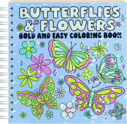 BUTTERFLIES & FLOWERS BOLD AND EASY COLORING BOOK