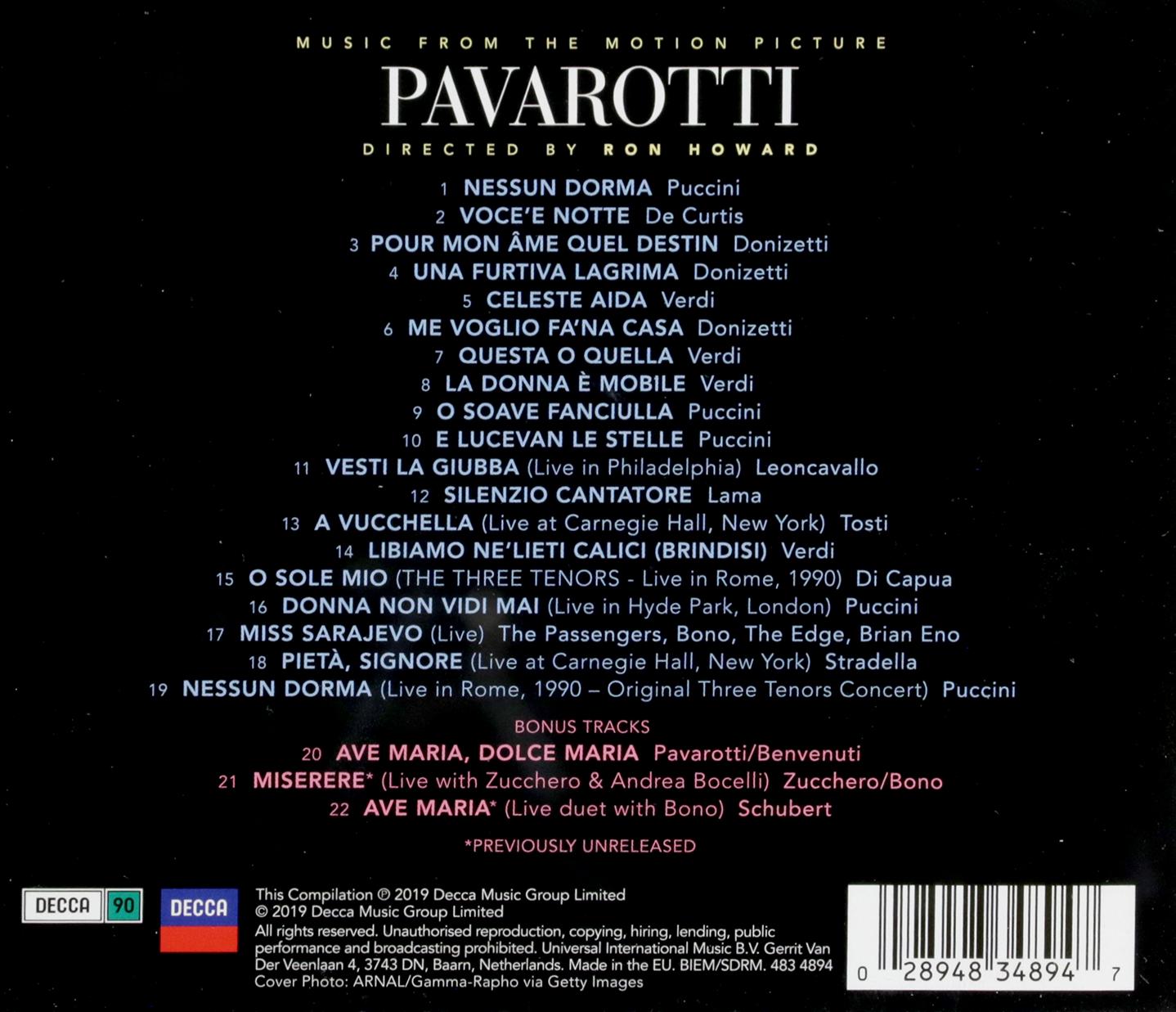 PAVAROTTI Music from the Motion Picture