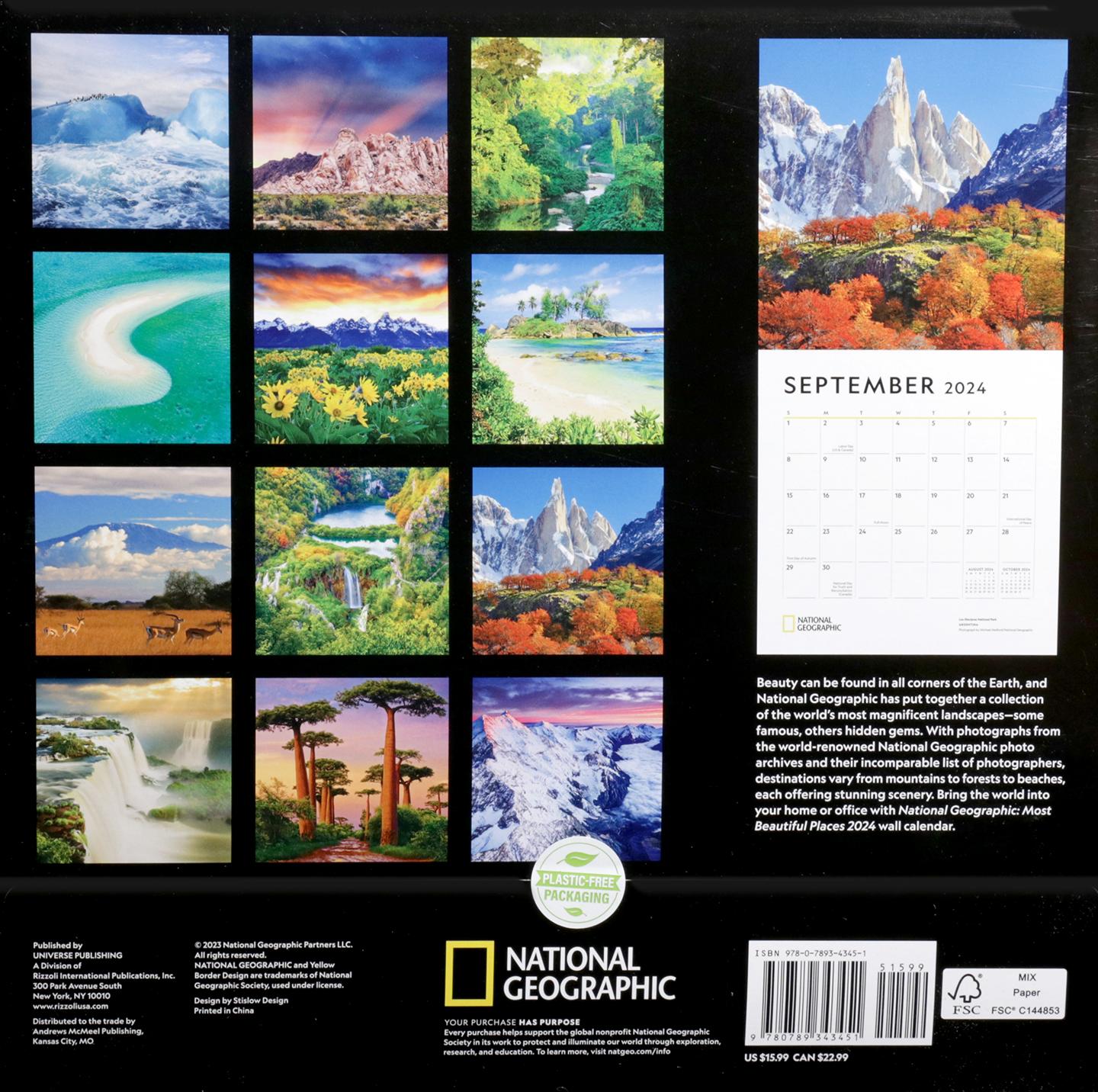 2024 NATIONAL GEOGRAPHIC MOST BEAUTIFUL PLACES CALENDAR