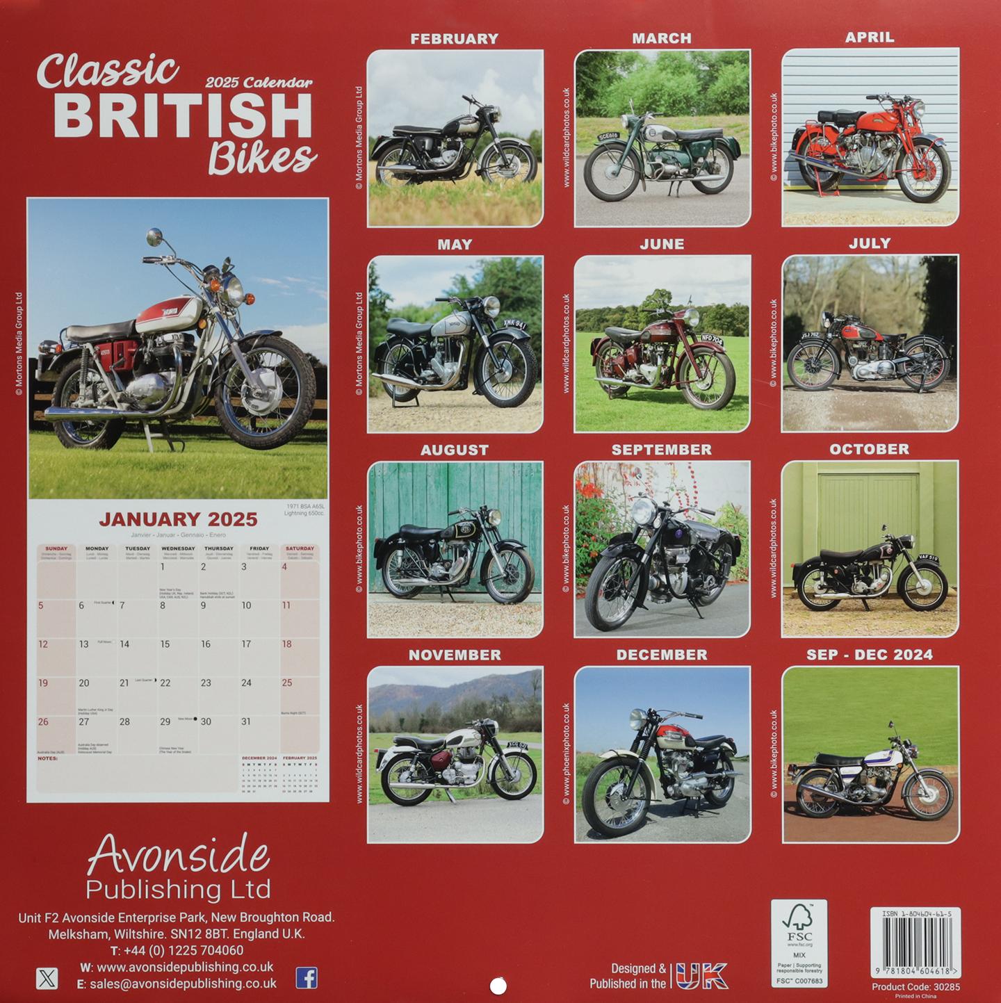 2025 CLASSIC BRITISH BIKES CALENDAR