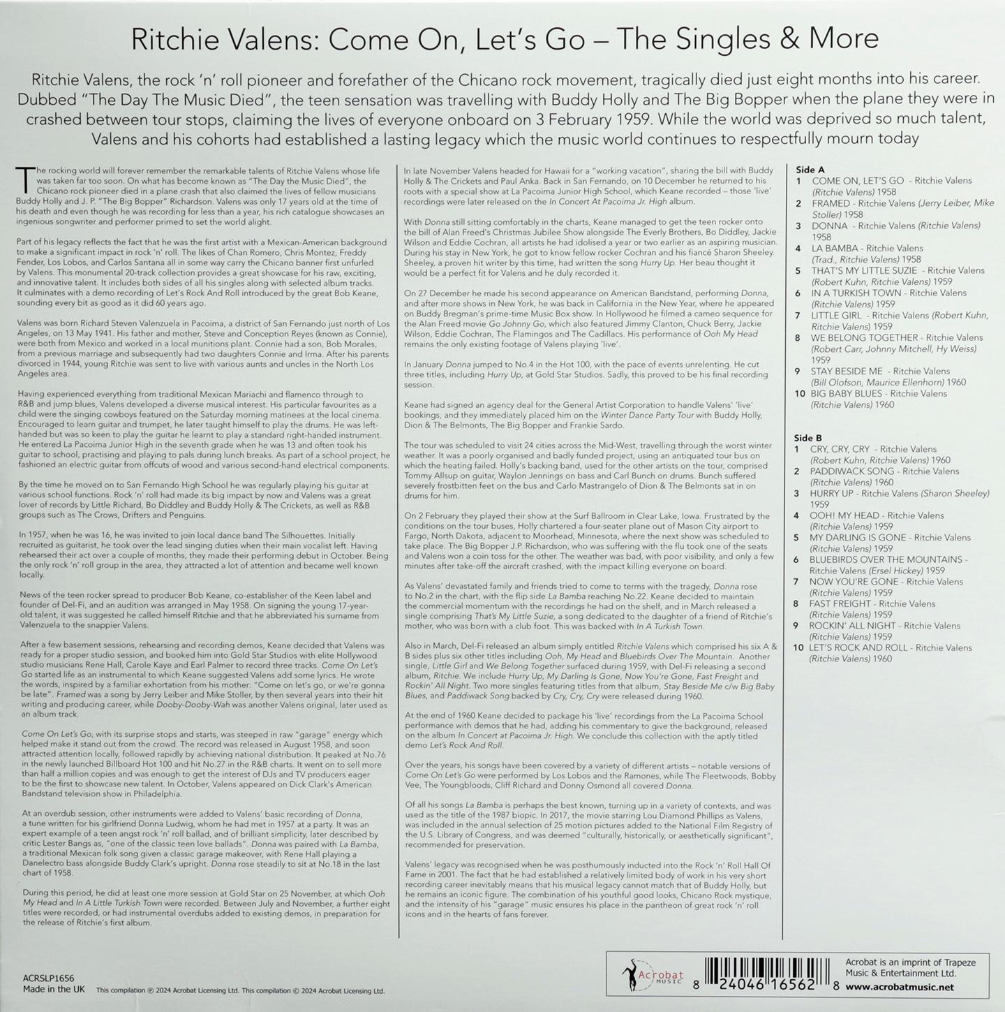 RITCHIE VALENS: Come On, Let's Go! - HamiltonBook.com