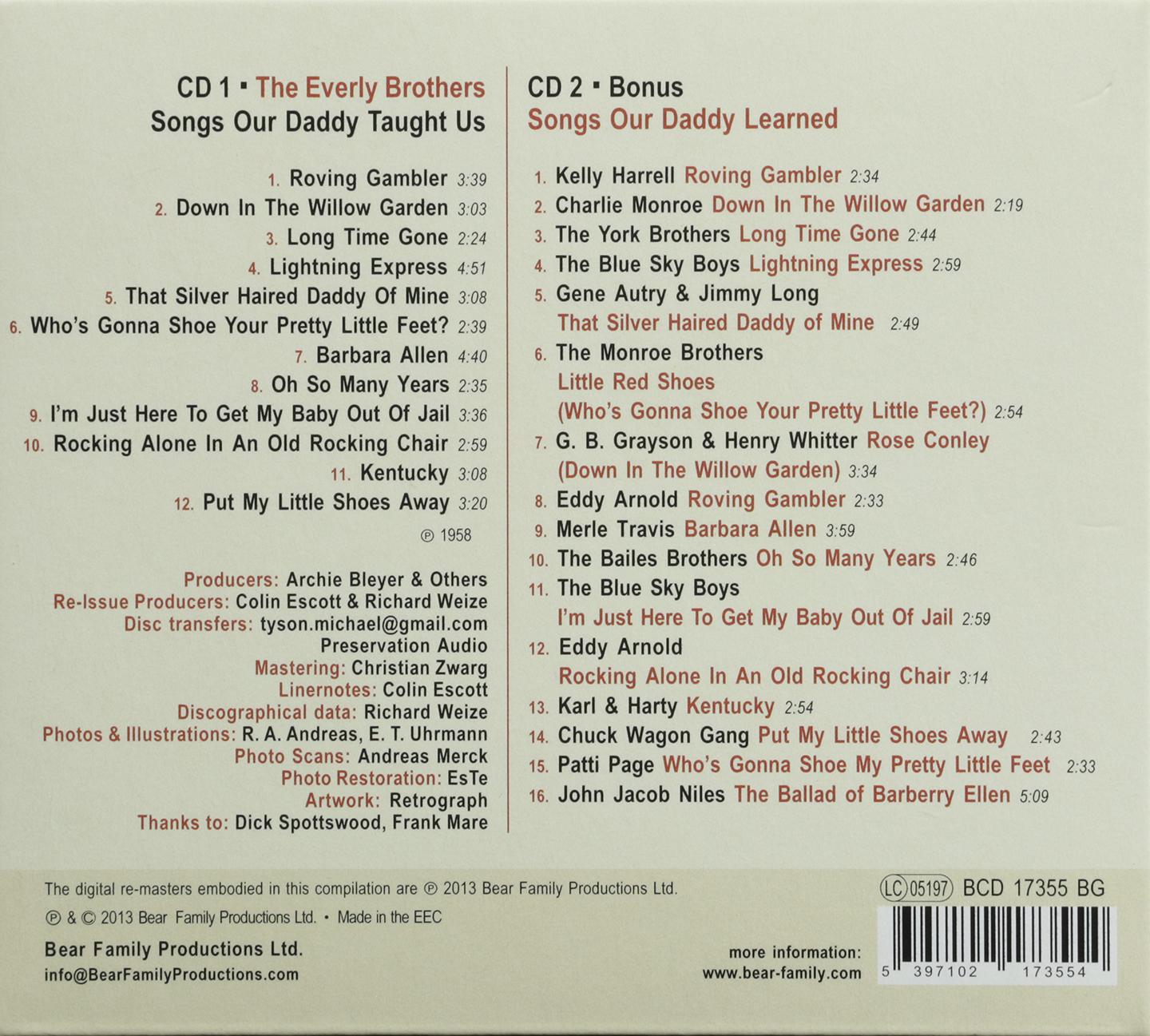 THE EVERLY BROTHERS: Songs Our Daddy Taught Us - HamiltonBook.com